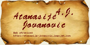Atanasije Jovanović vizit kartica